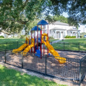 a playground with a slide